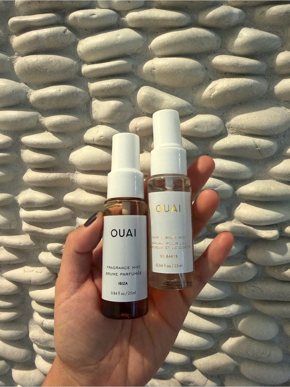 OUAI Fragrance Mist Duo — White & Gold Accent Bottles